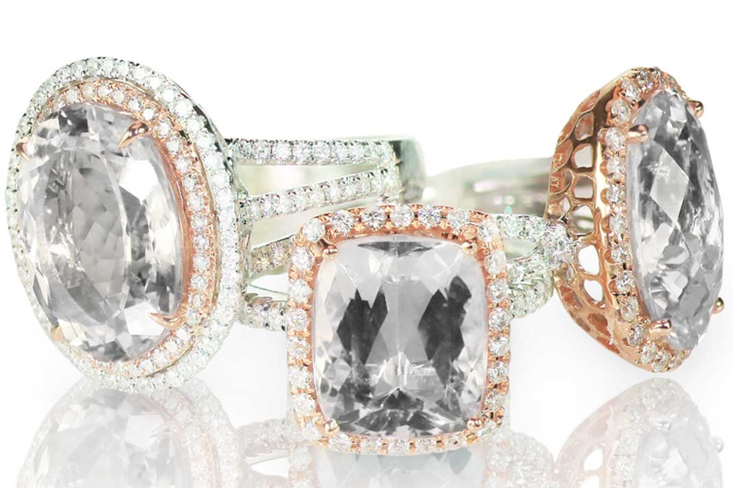 Large-cushion-cut-modern-diamond-halo-engagement-wedding-rings-grouping-djw